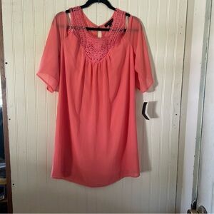 Signature Studio Orange Cold Shoulder Sundress With Flutter Sleeves